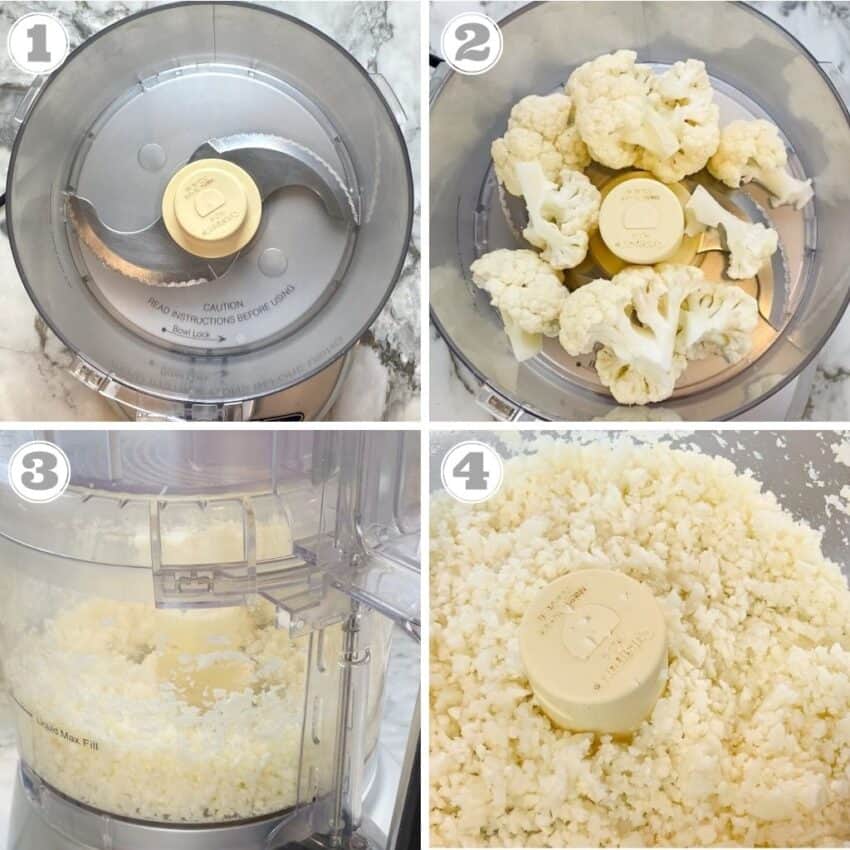 making riced cauliflower in food processor 