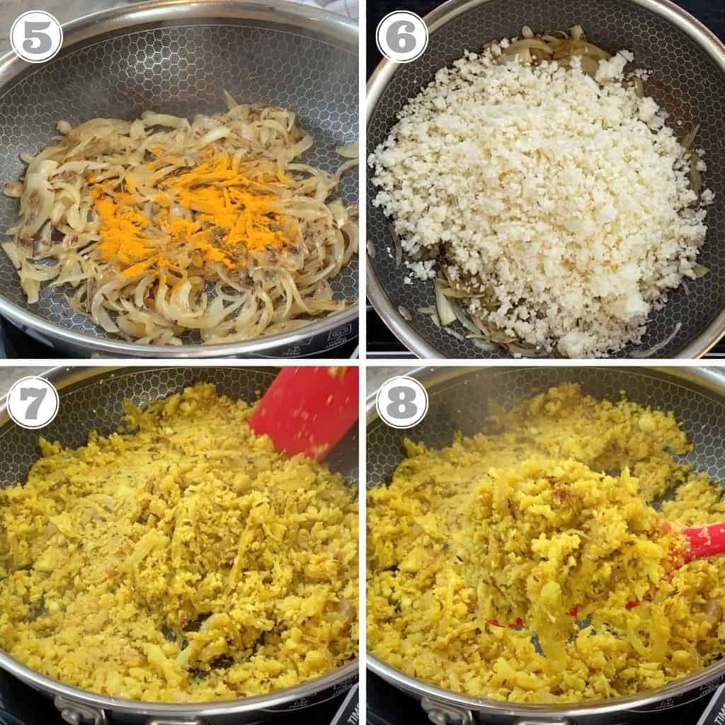 Turmeric Cumin Cauliflower Rice Cauliflower Jeera Rice Recipe