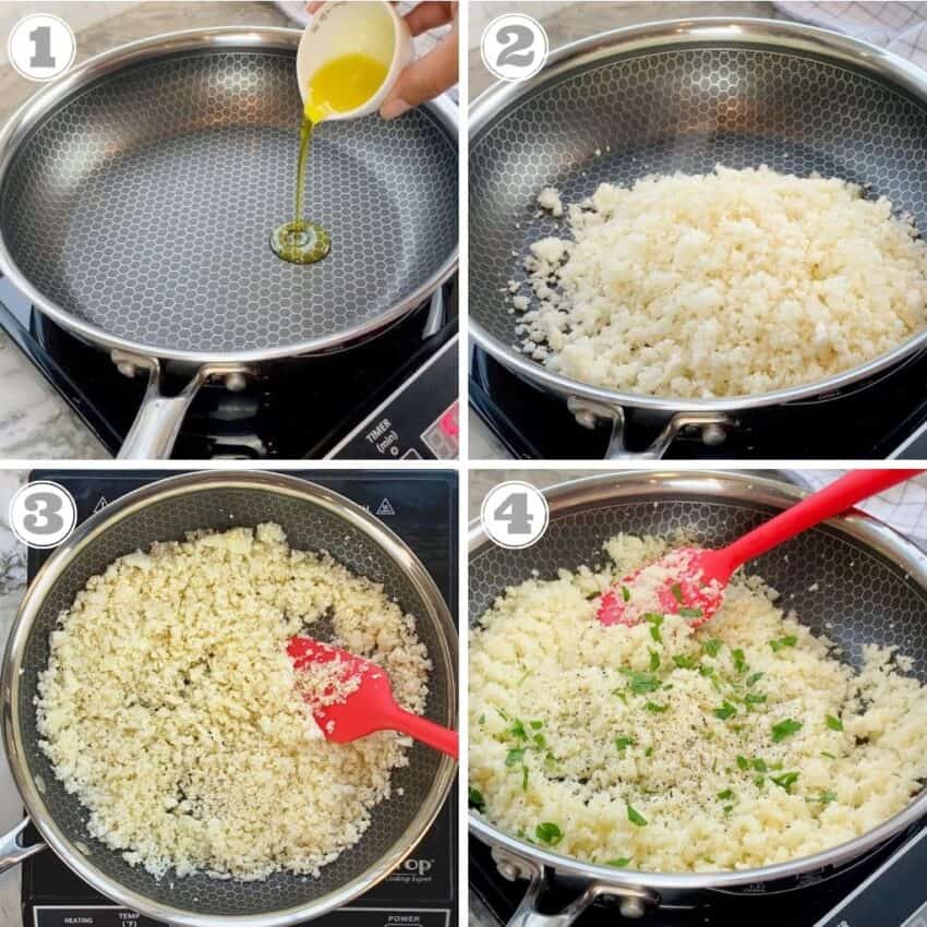 cooking cauliflower rice 