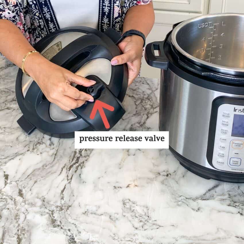 photo showing how to remove Instant Pot pressure valve for cleaning