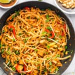 pad thai noodles in a wok