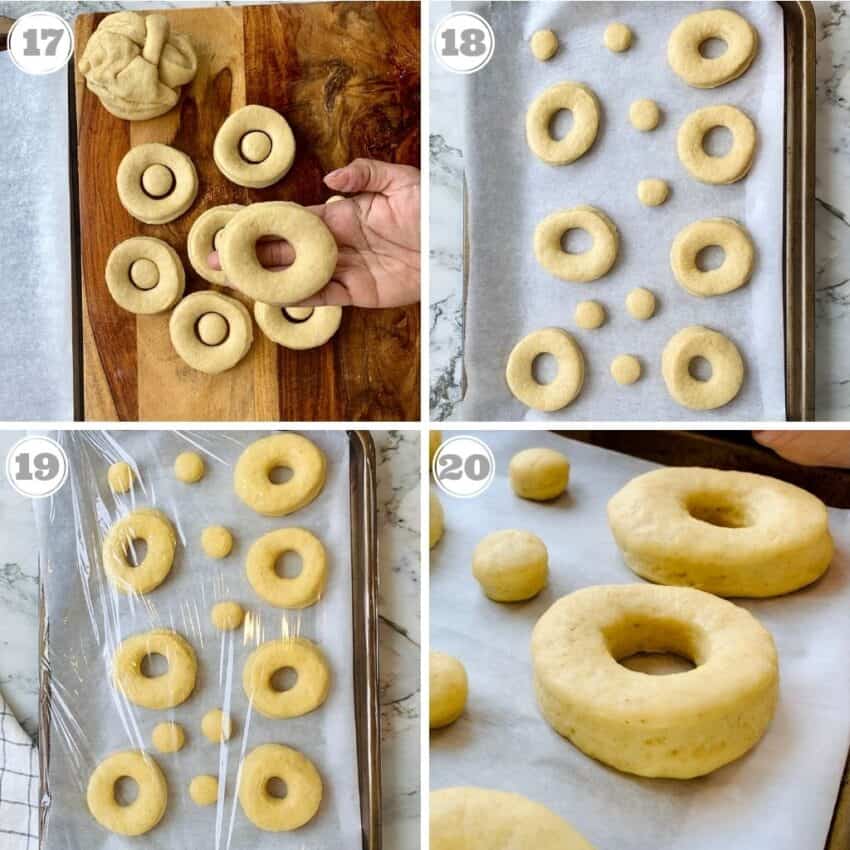 proofing donuts and holes before they are air fried 