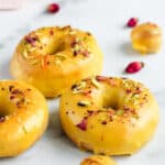 air fried donuts with saffron glaze