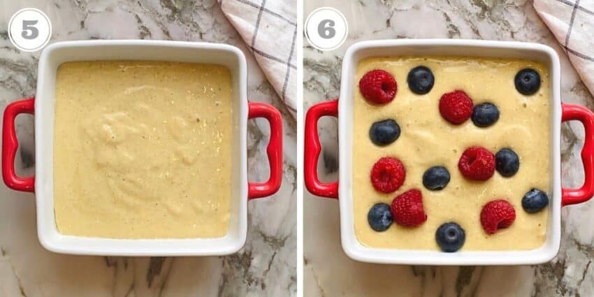 Oat batter topped with berries 