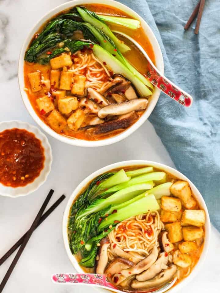 miso soup served in 2 bowls