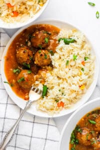 veg manchurian served with fried rice