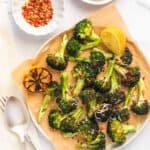 air fried broccoli in plate