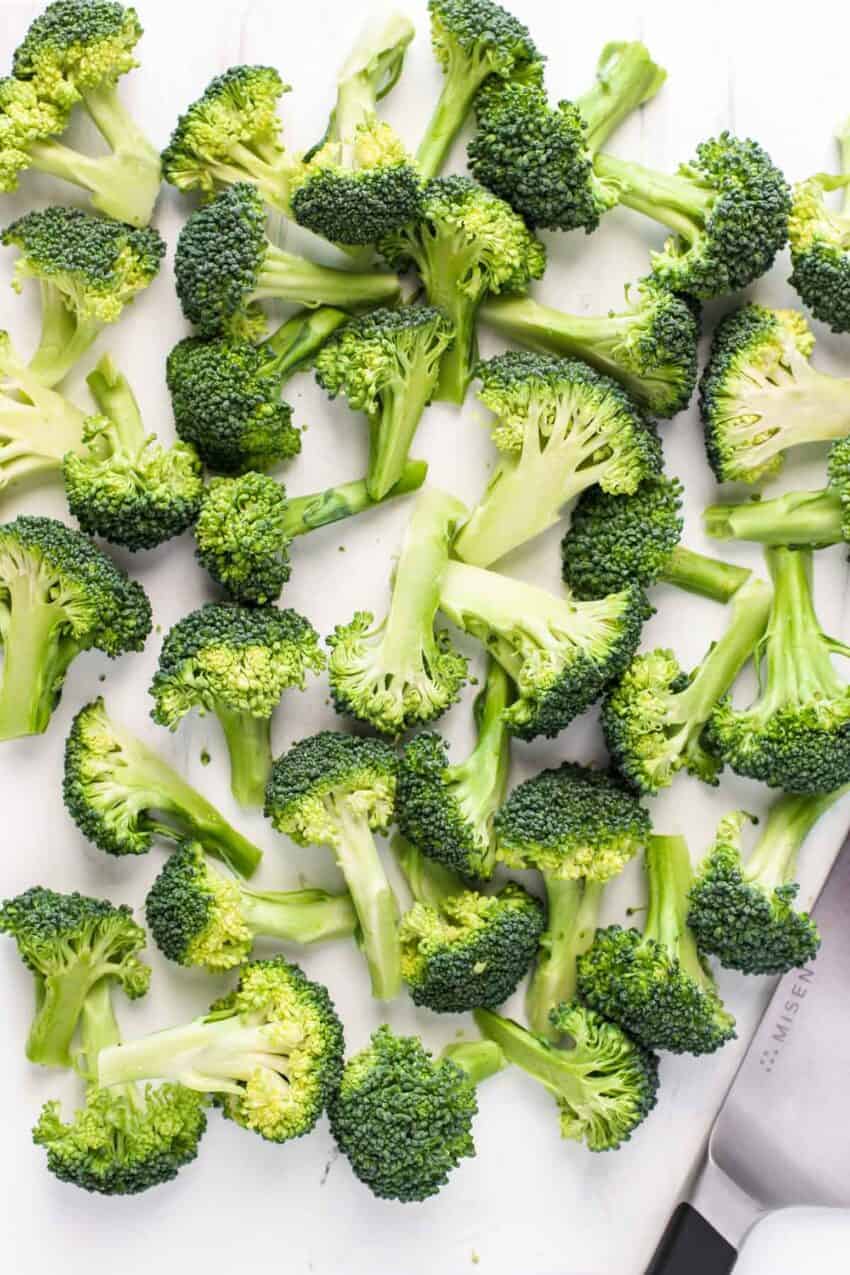 cut broccoli pieces 
