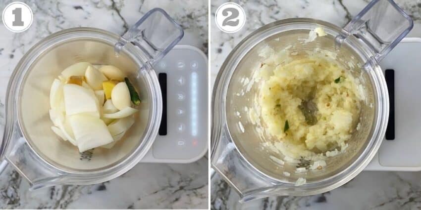 onion paste in a blender jar 