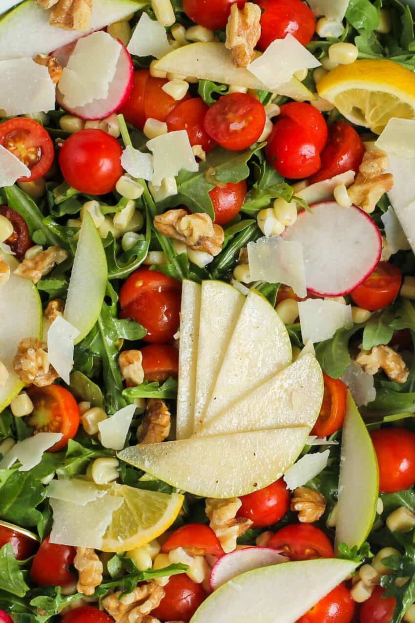 arugula salad closeup photo 