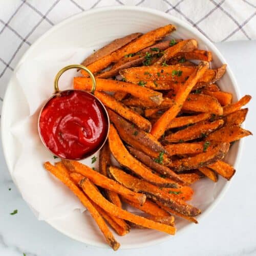 sweet potato fried with ketchup