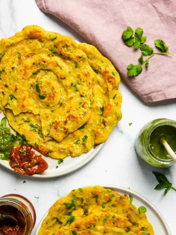 Mung Dal Chilla served with chutney and pickle