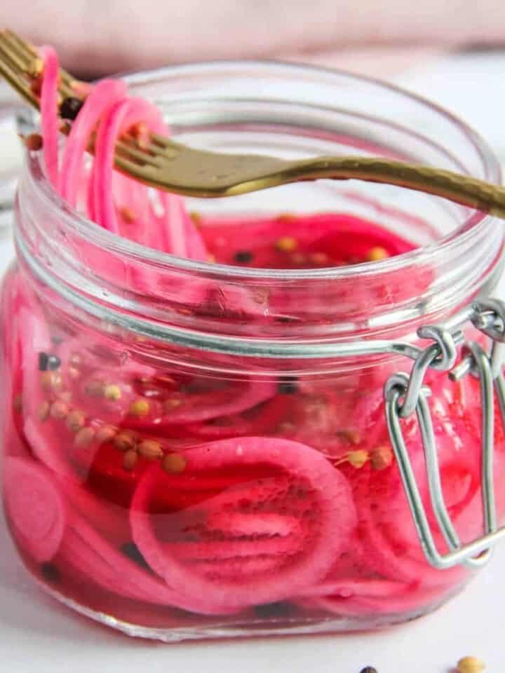 pickled onions in a glass jar