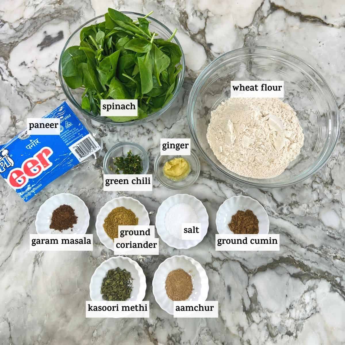palak paneer paratha ingredients