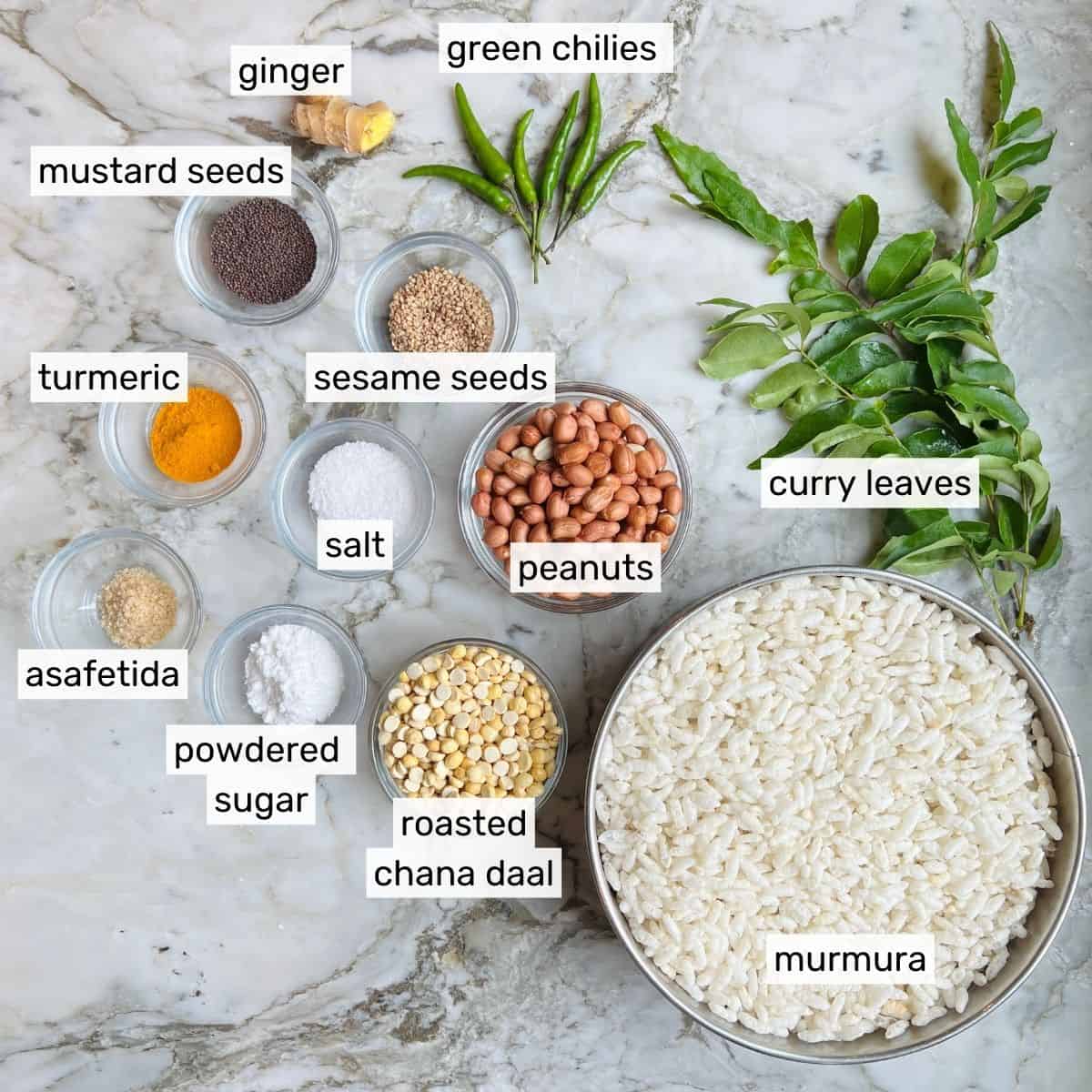 ingredients for murmura chivda 
