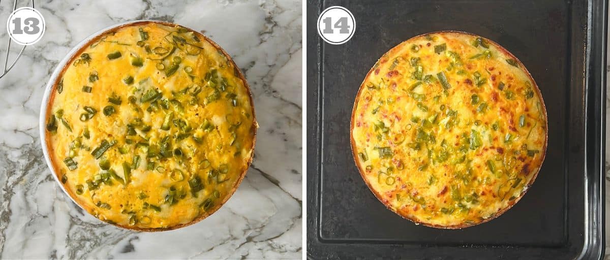 jalapeno cheddar cornbread before and after broiling 