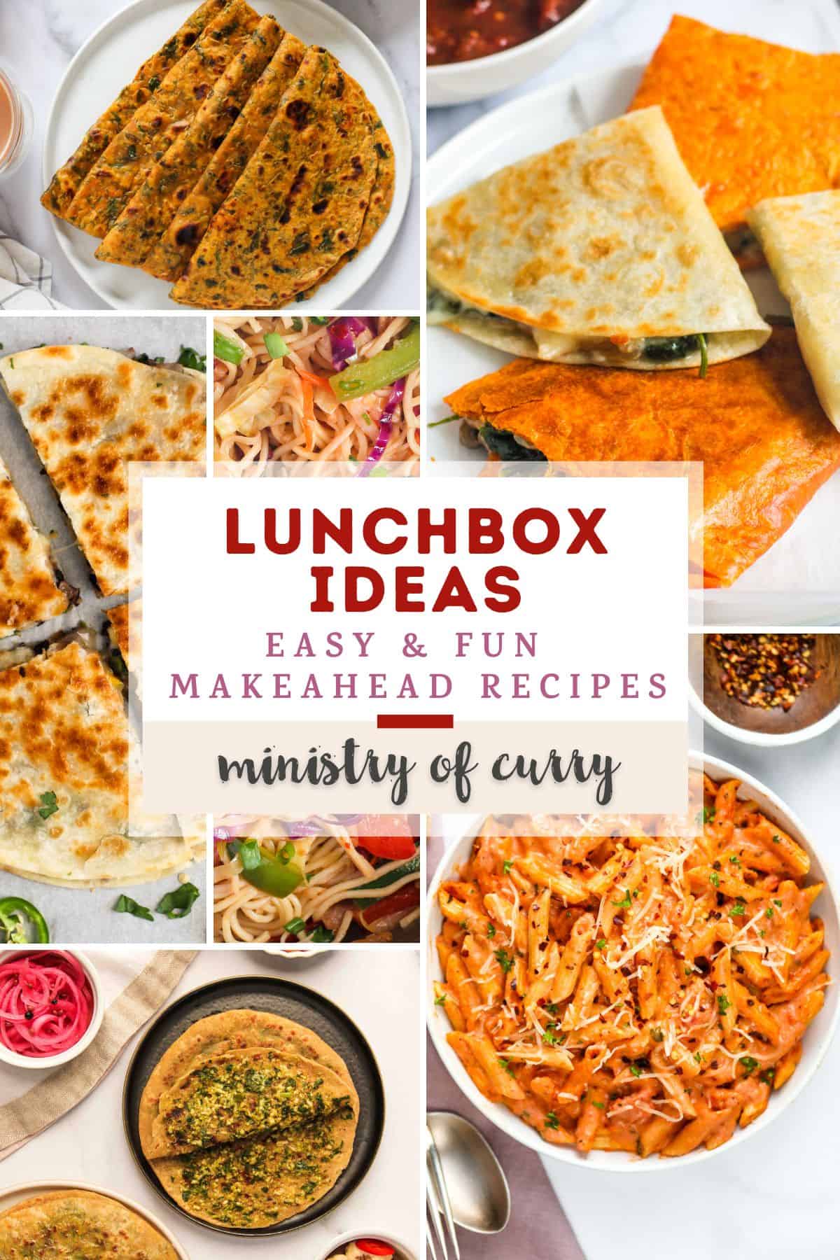 photo collage of easy lunch box ideas 