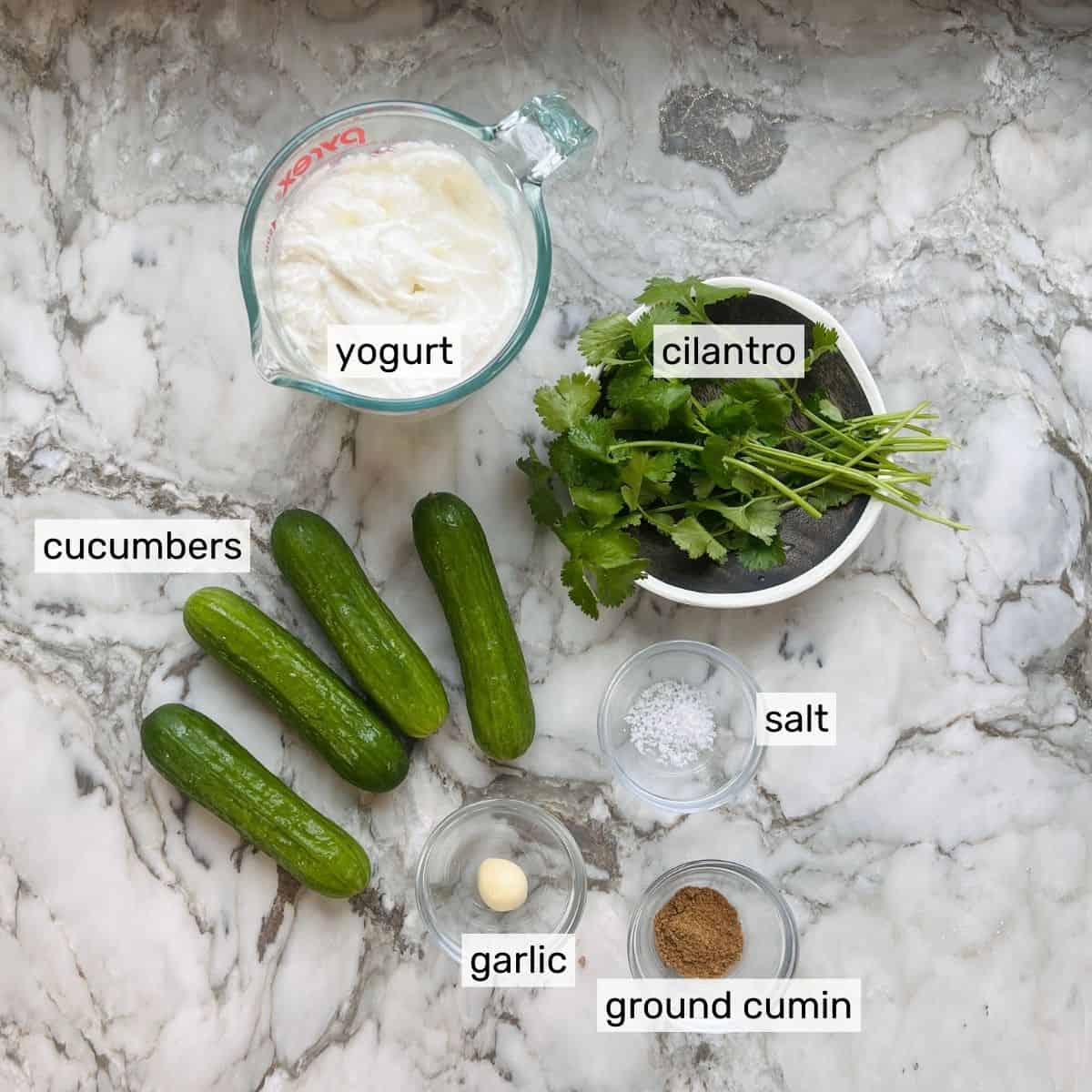 ingredients to make cucumber raita 