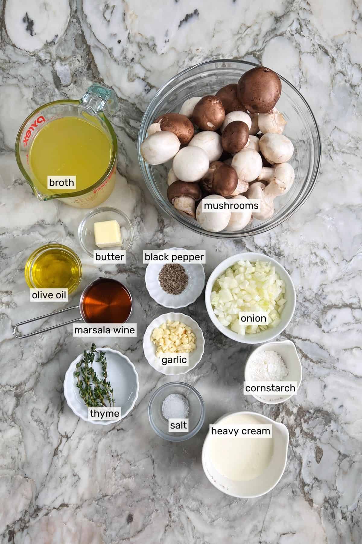 ingredients for mushroom soup 