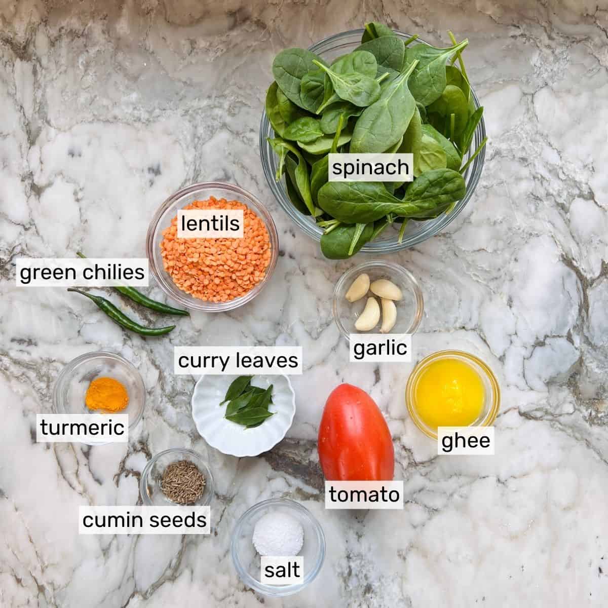 spinach dal ingredients 