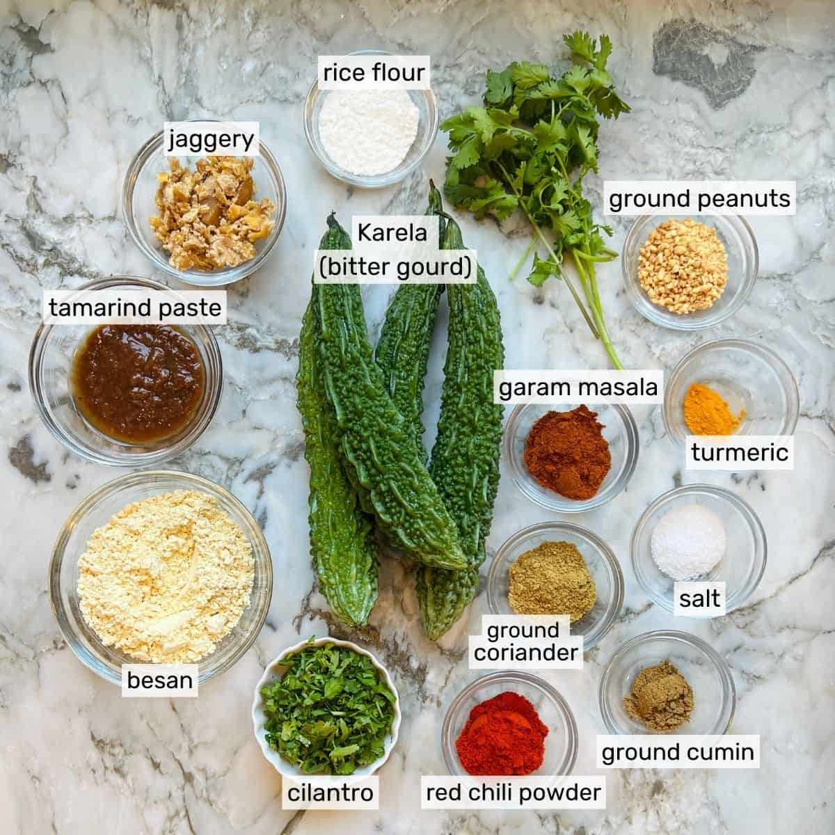 ingredients for masala karela fry 
