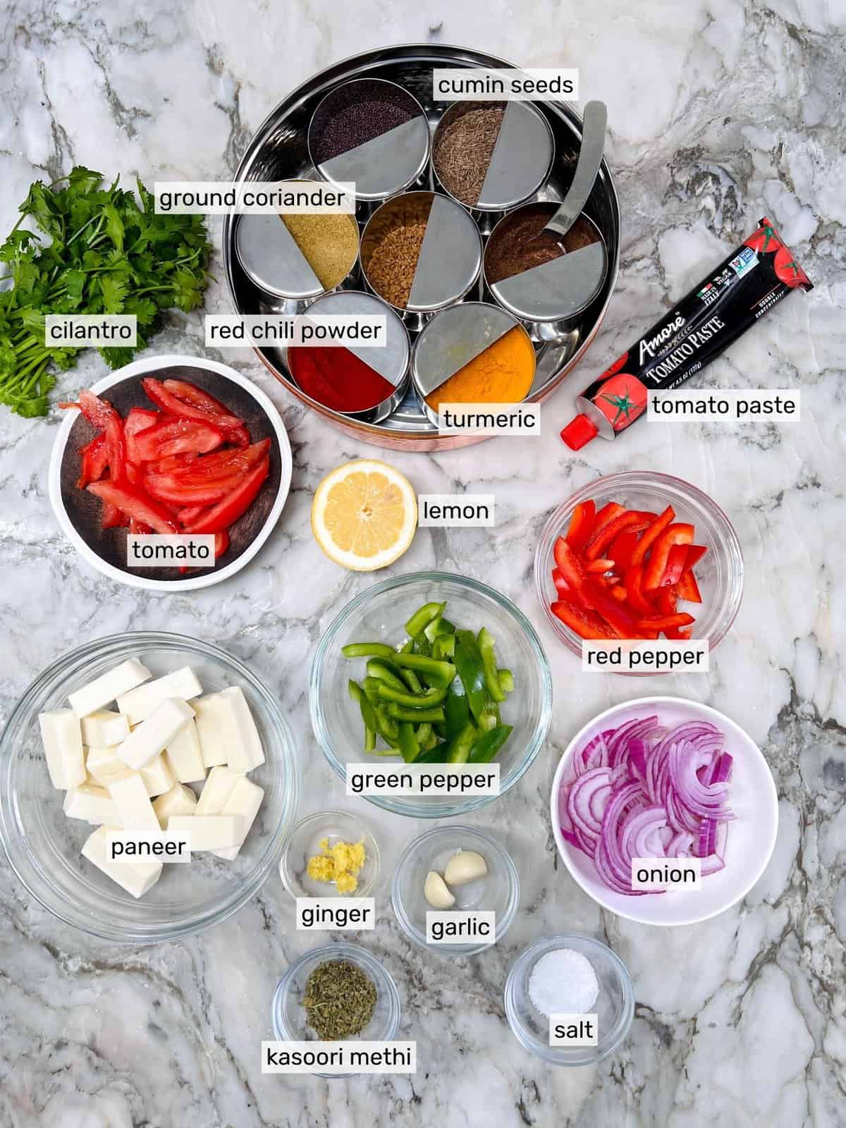 ingredients for paneer jalfrezi 