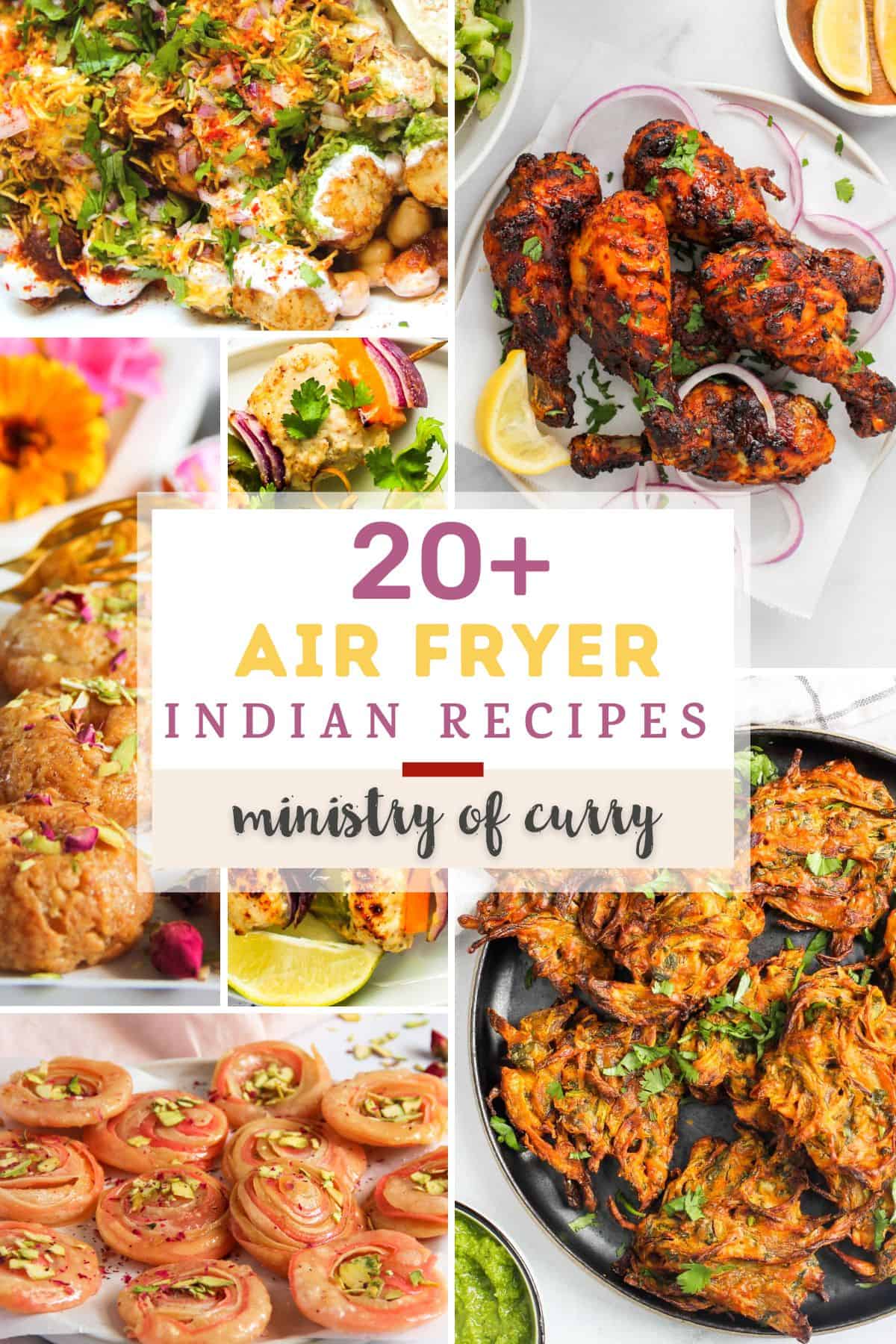 photo collage of Indian air fryer recipes 