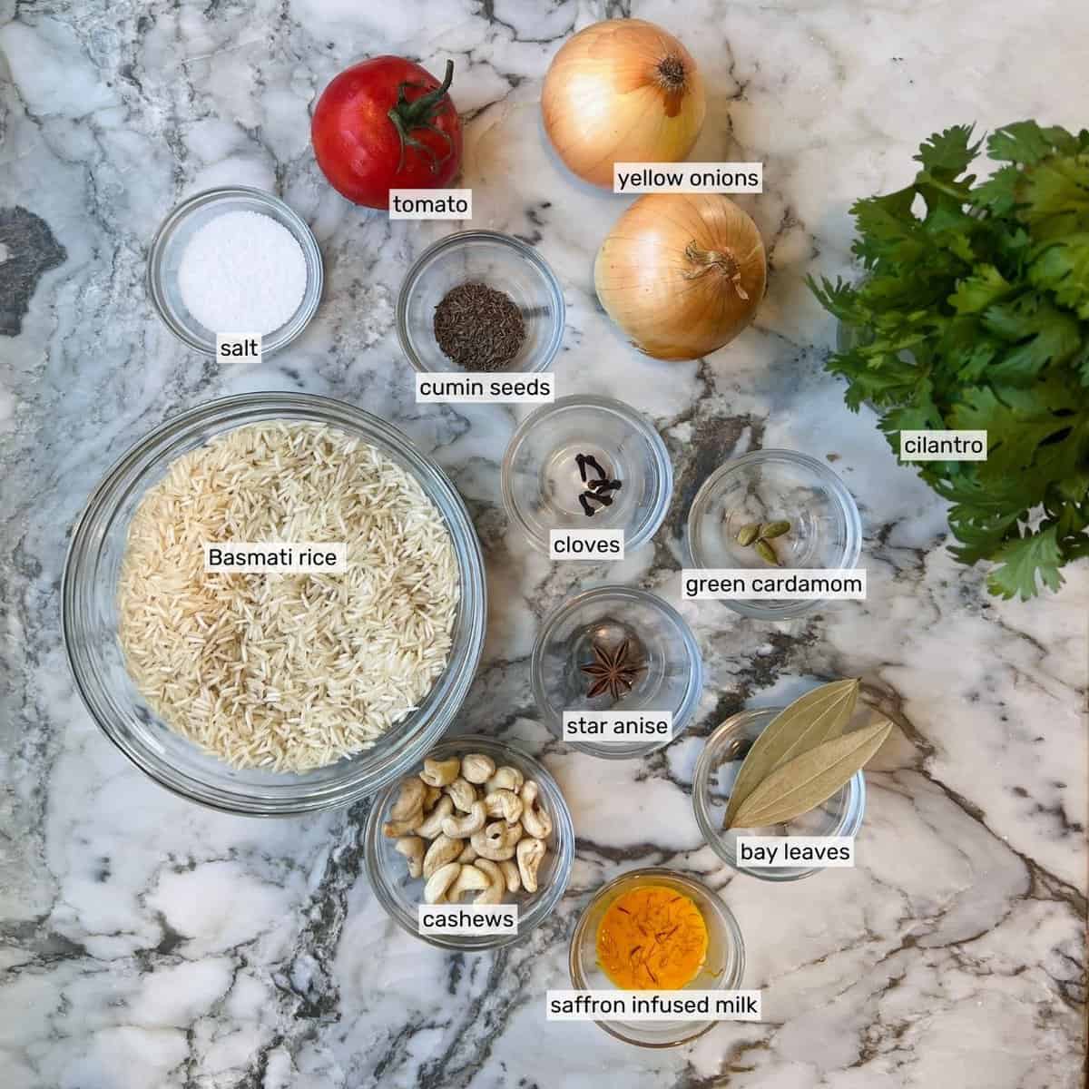 ingredients for paneer biryani 