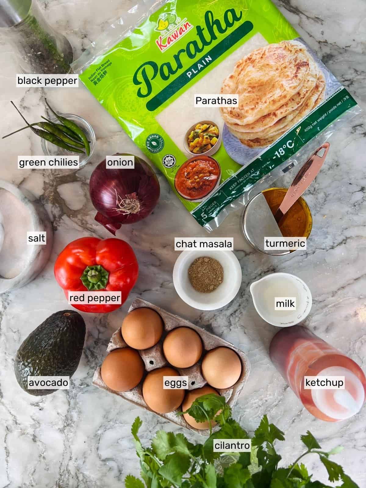 ingredients to make Kolkata Egg rolls 