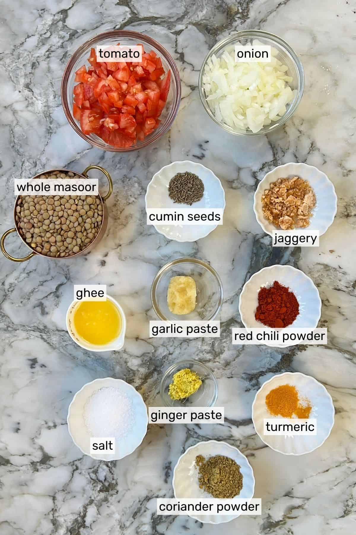 ingredients to make masoor dal 