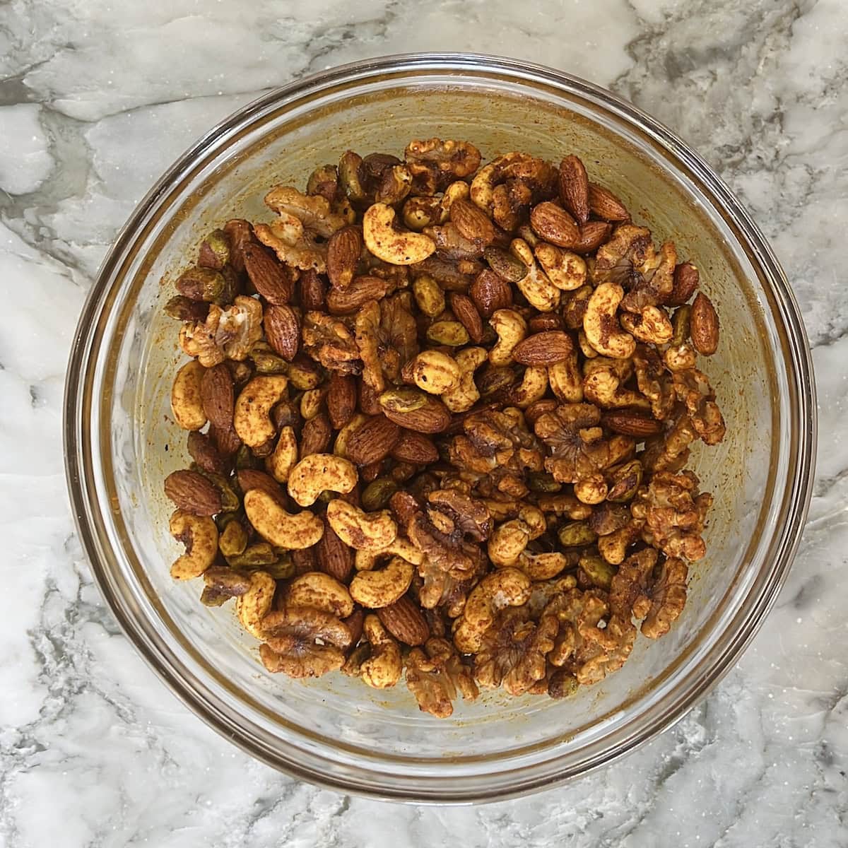 nuts coated in spices.