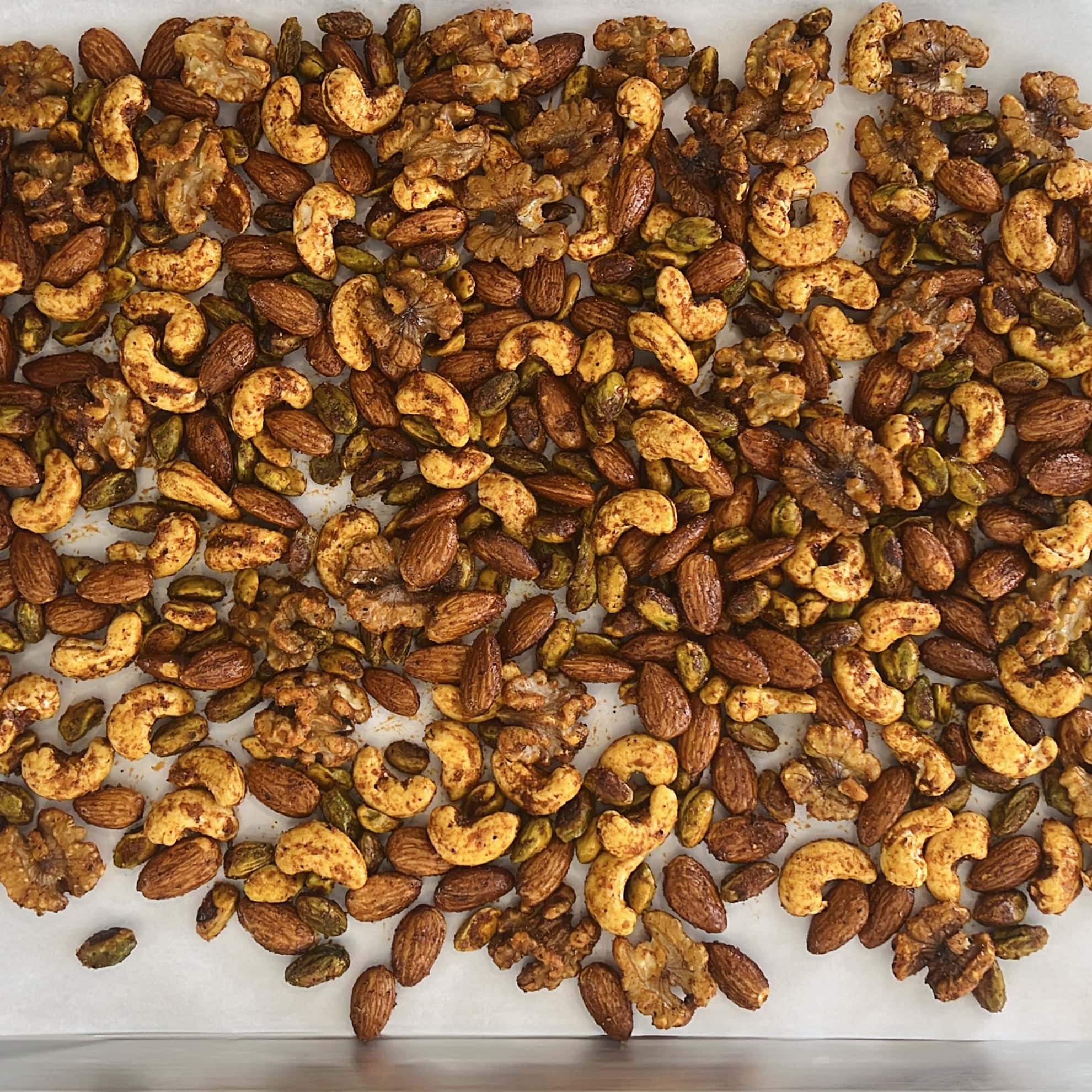 mixed nuts ready to bake