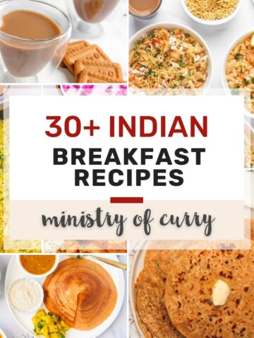 photo collage of indian breakfast recipes