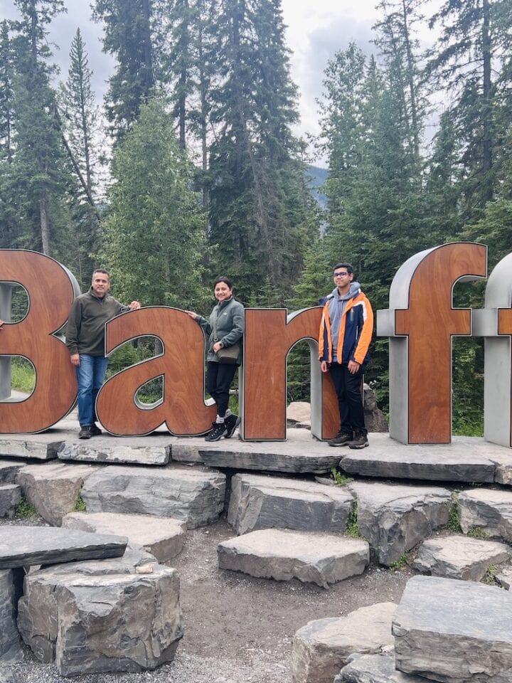 family photo at the BANFF sign
