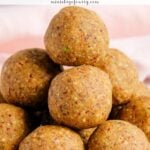 pinterest pin with sattu laddu photo