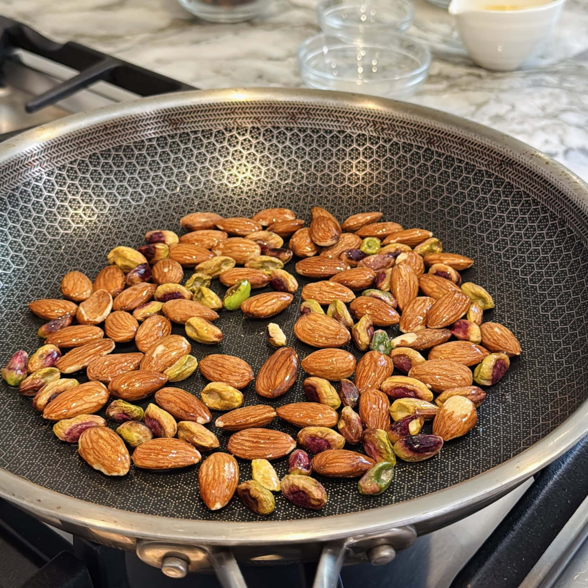 roasting almonds and pistachios in ghee