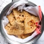 chapatis folded in a casserole
