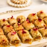 pinterest pin for motichoor pistachio pastry bites photo.
