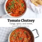 photo collage pinterest pin of tomato chutney,