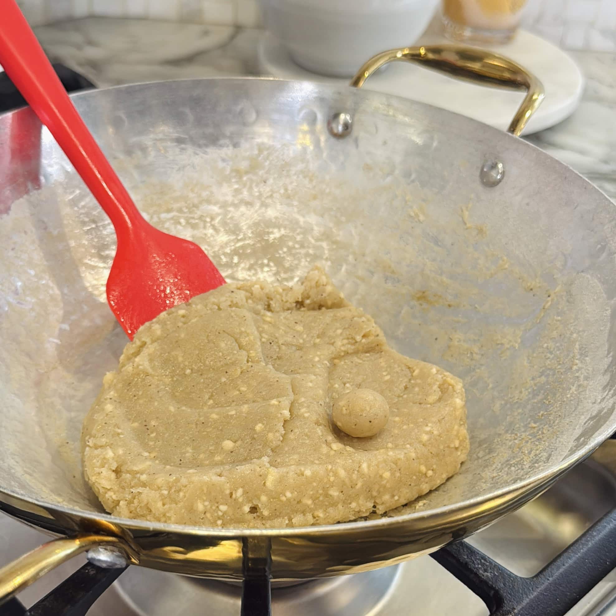 burfi dough in kadai. 