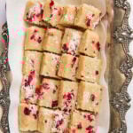 makhana burfi in a silver tray.